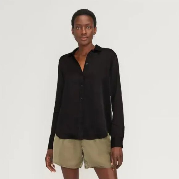 Everlane Tops - Everlane Satin Black Button Down Top 12